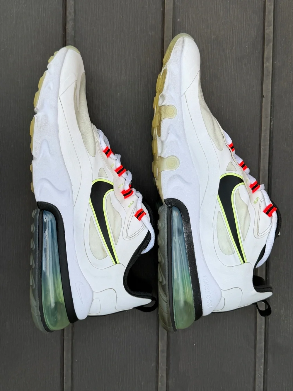 Nike Air Max 270 React Men’s Size 12 White Black Volt Running Sneakers